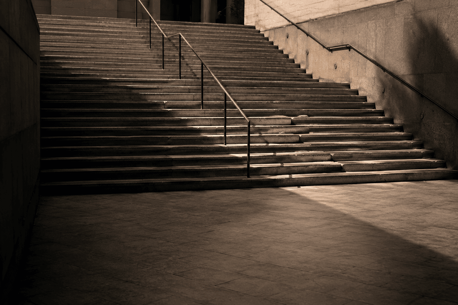 A long flight of outdoor stone stairs